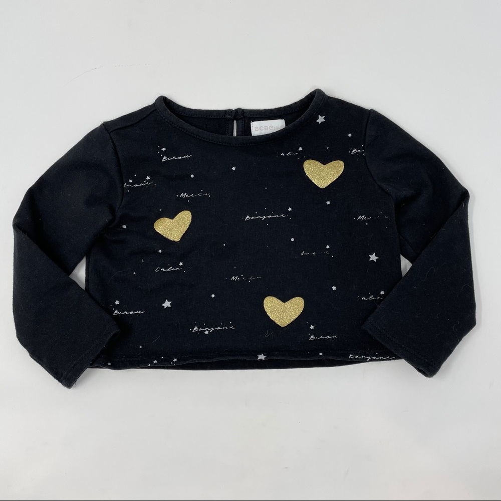 BCBGirls black gold heart sweater top 2T girl